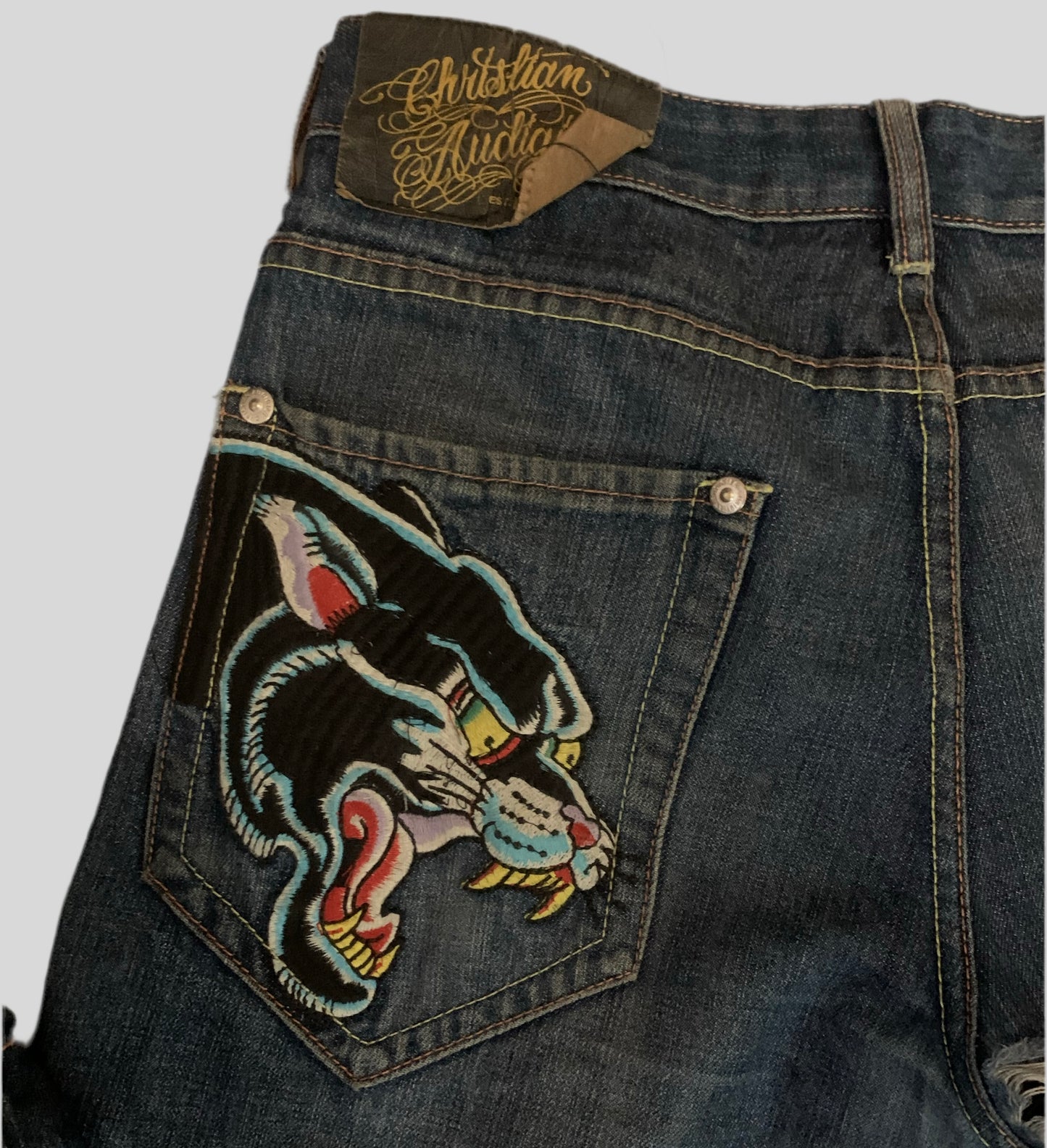 Christian Audigier Embroidered Jeans