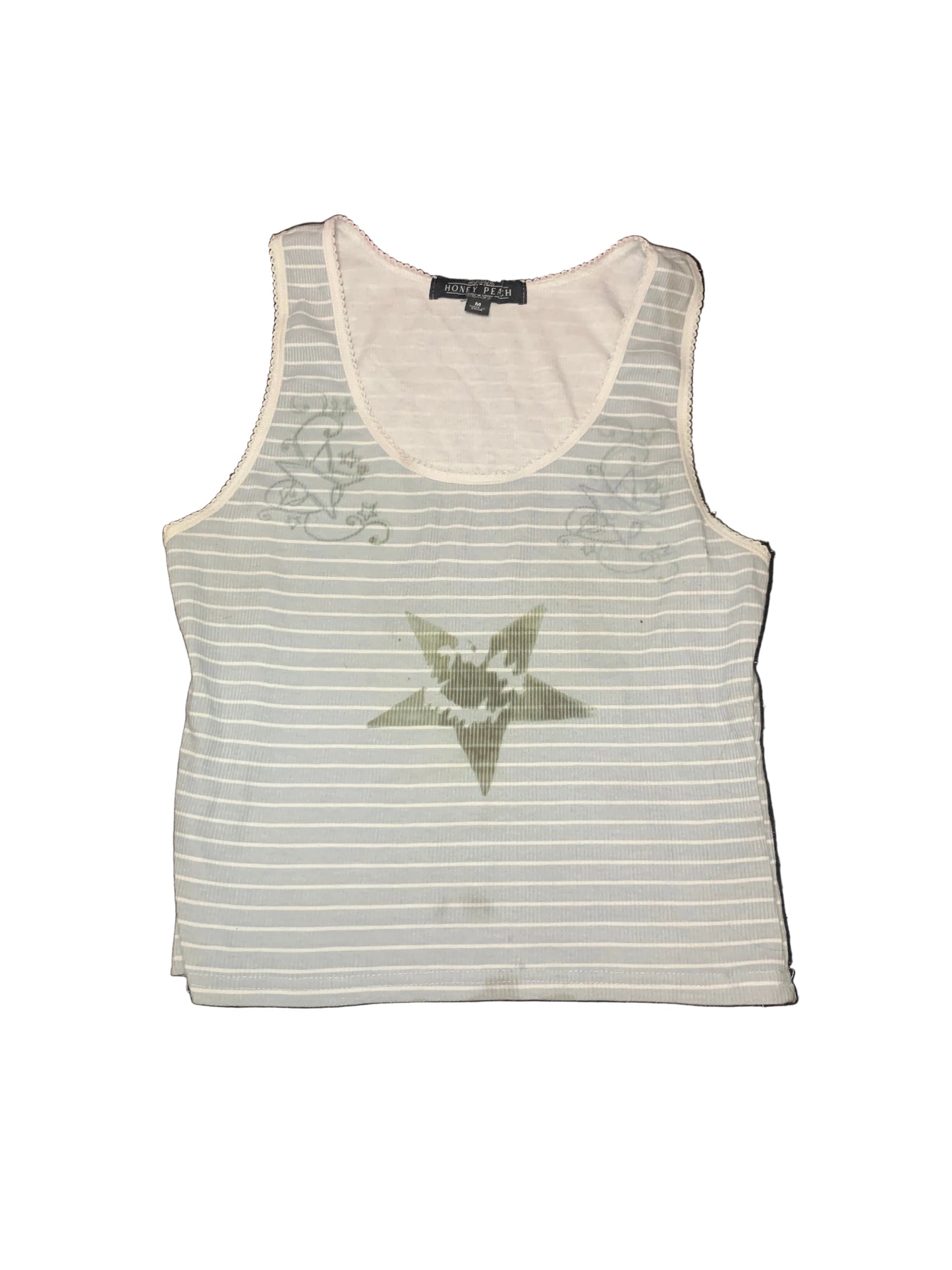 Honey Peach Striped Tank Hand Drawn Star Designs