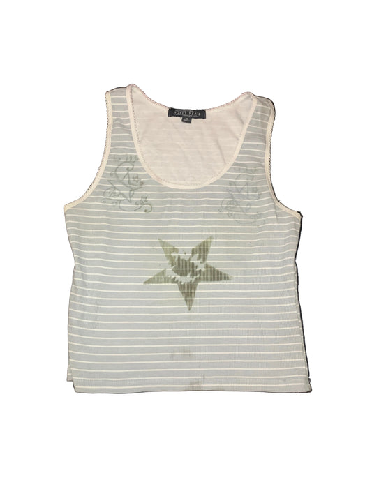 Honey Peach Striped Tank Hand Drawn Star Designs