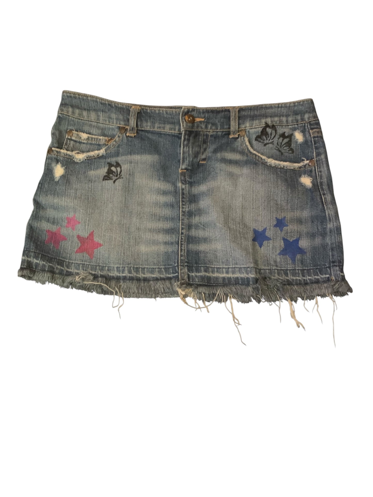 Celebrity Pink Hand Painted Butterfly/Star Mini Skirt