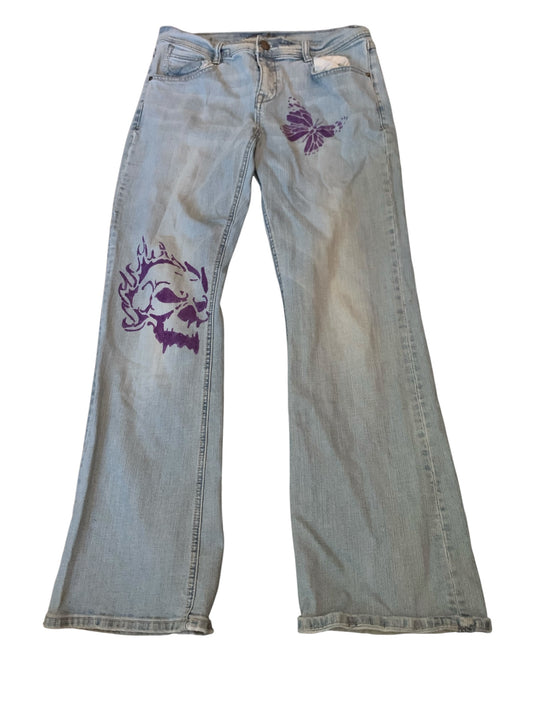 Foster Hand Painted Butterfly Skull Jeans