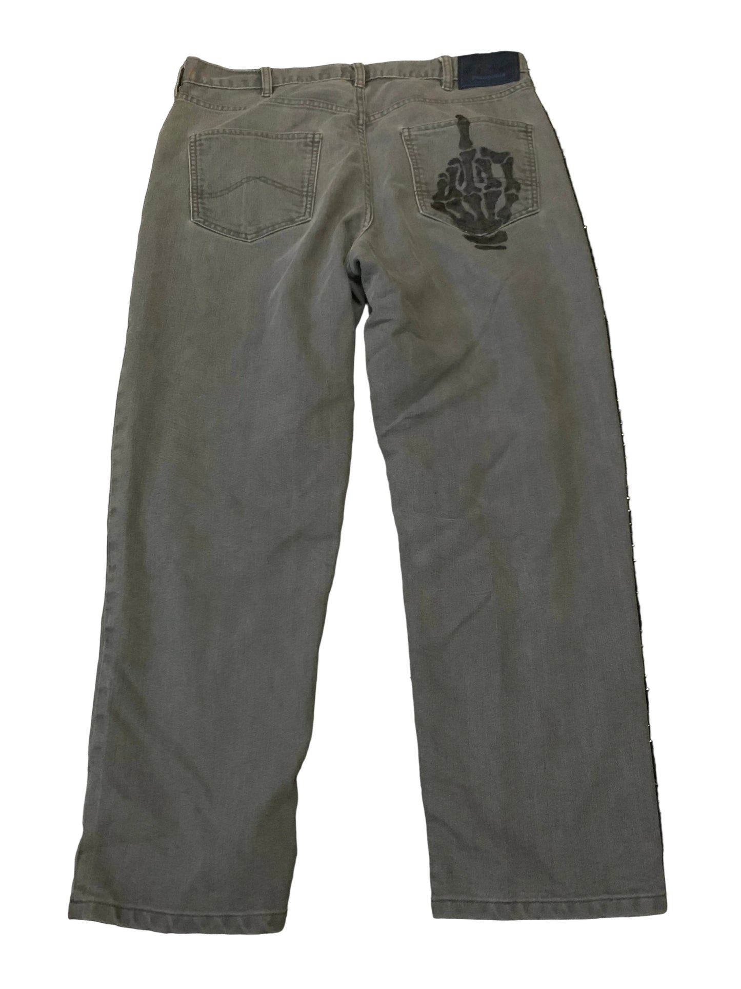 Caitismade Hand Painted Patagonia Skull Middle Finger Jeans