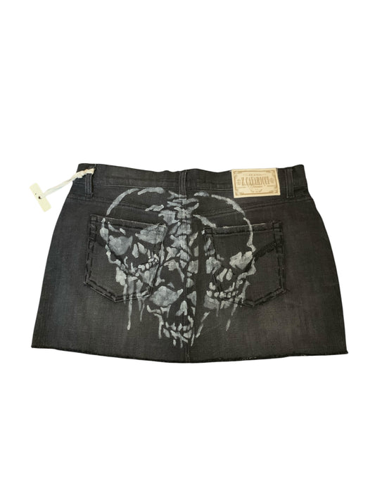 Z Cavaricci Hand Painted Skull Mini Skirt