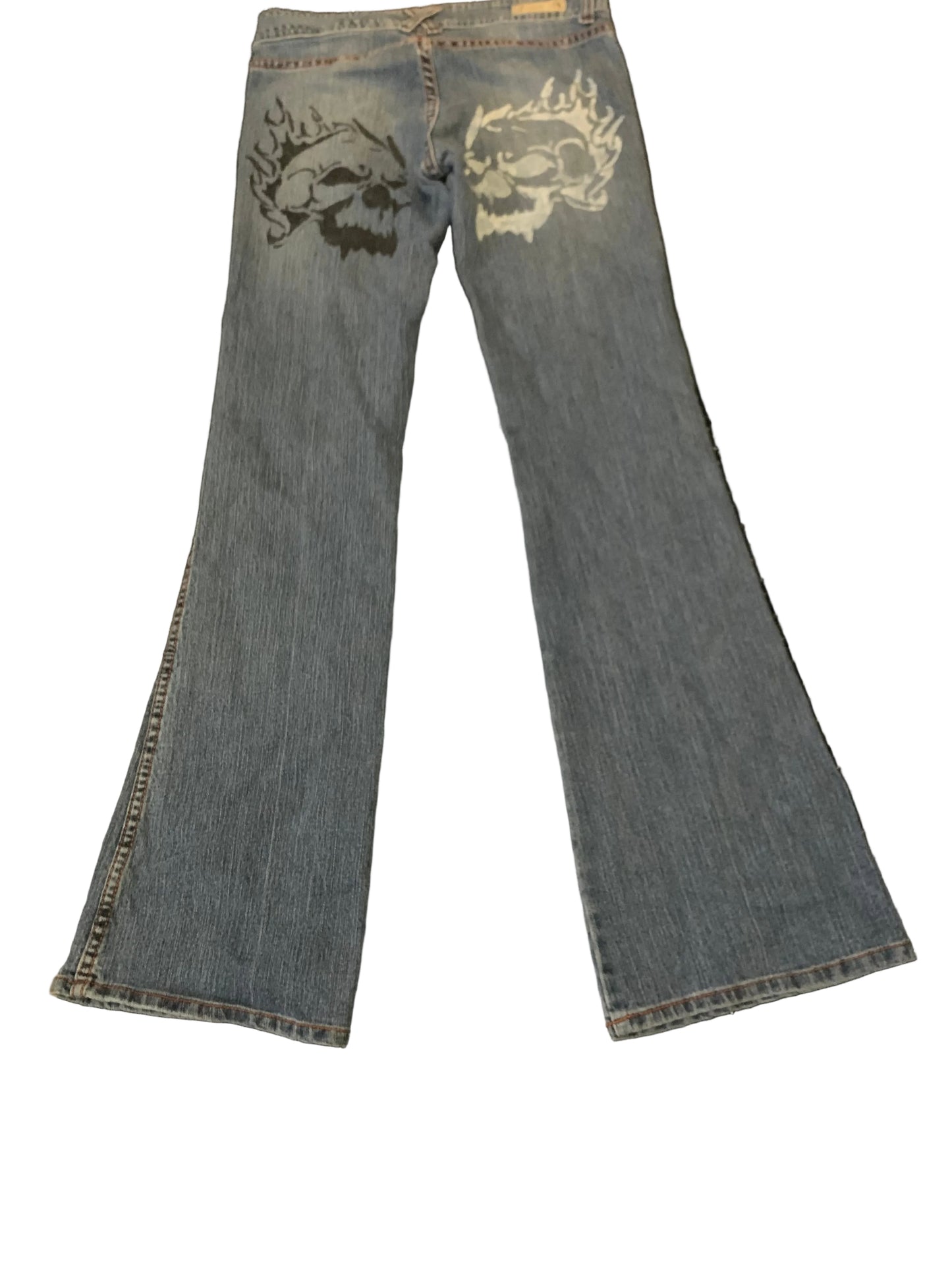 Caiti’smade Hand Painted Skull Flared Jeans