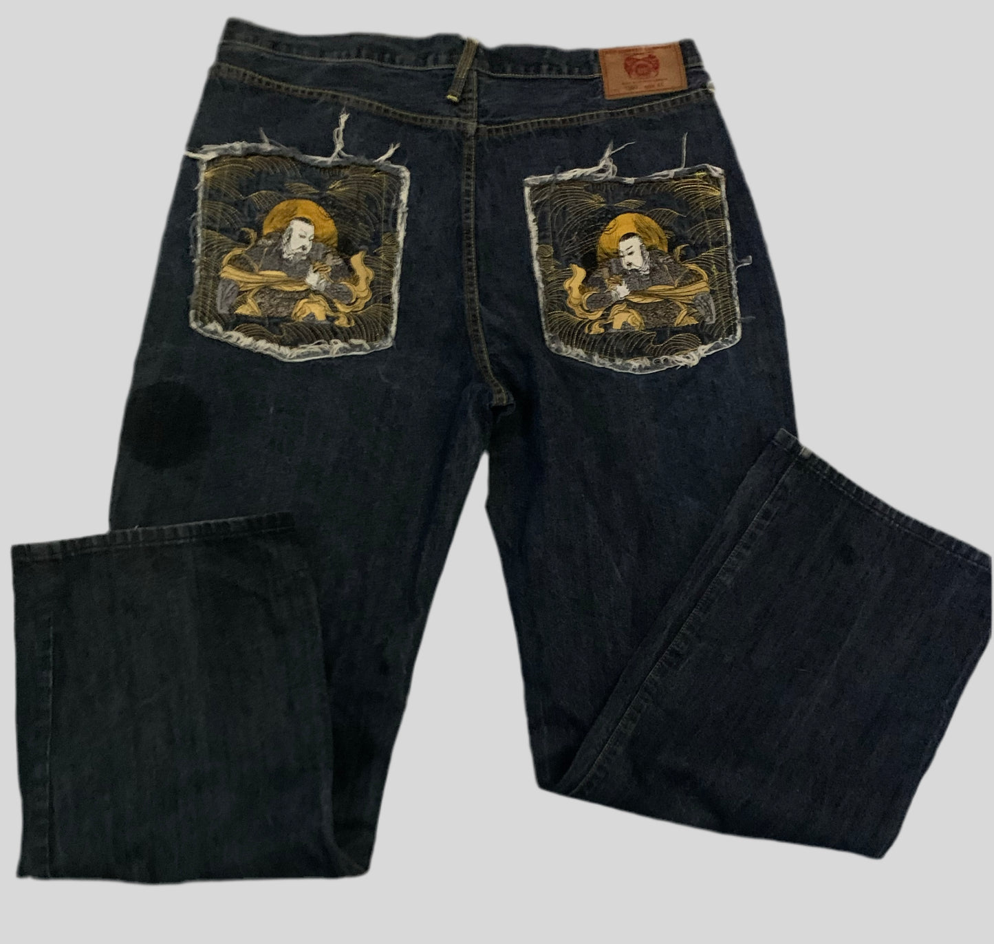 Red Monkey Embroidered Jeans