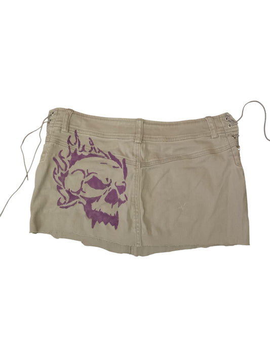 Ac Hand Painted Skull Mini Skirt