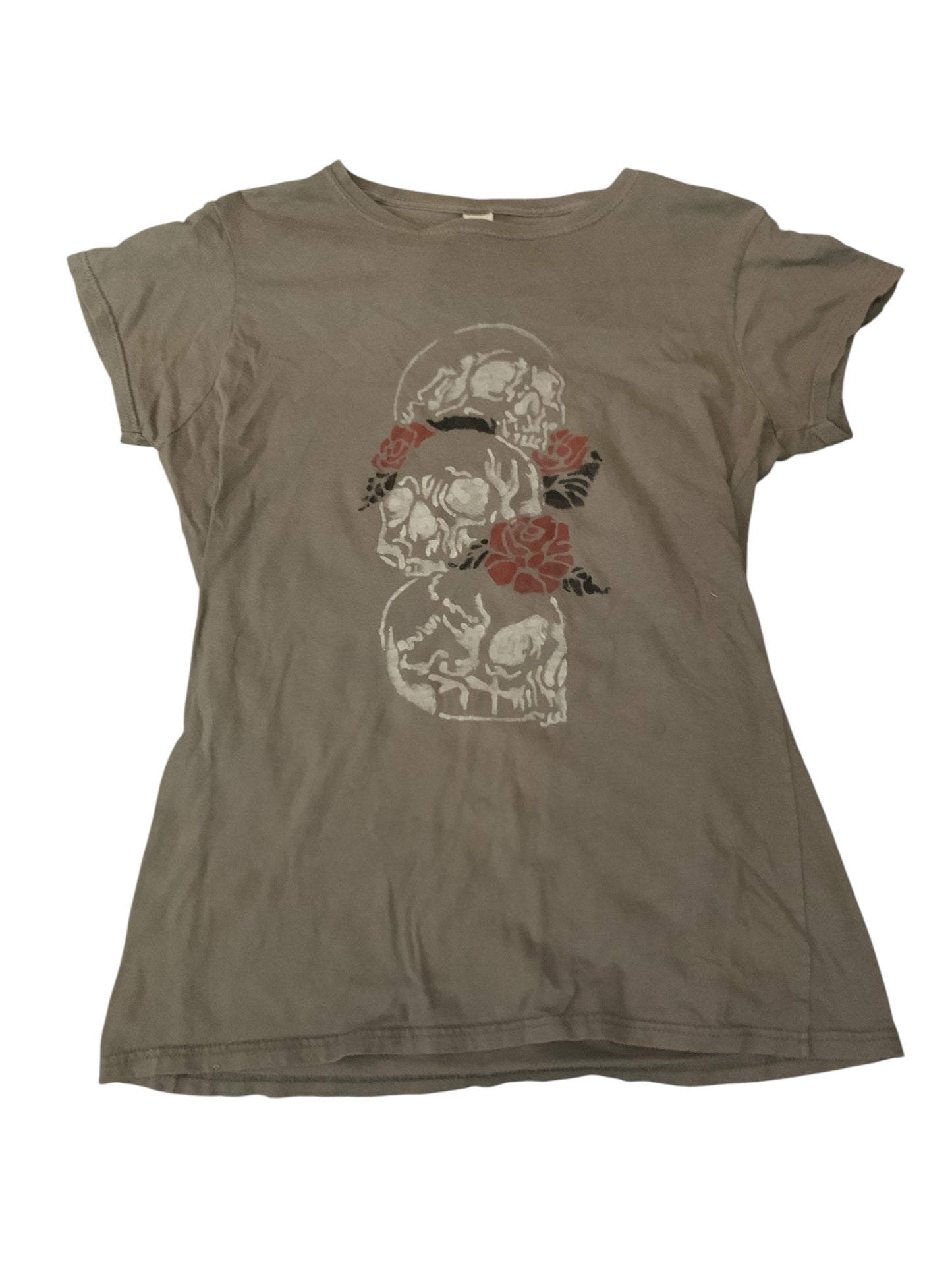 Gildan Hand Painted Skull/Flower Tee