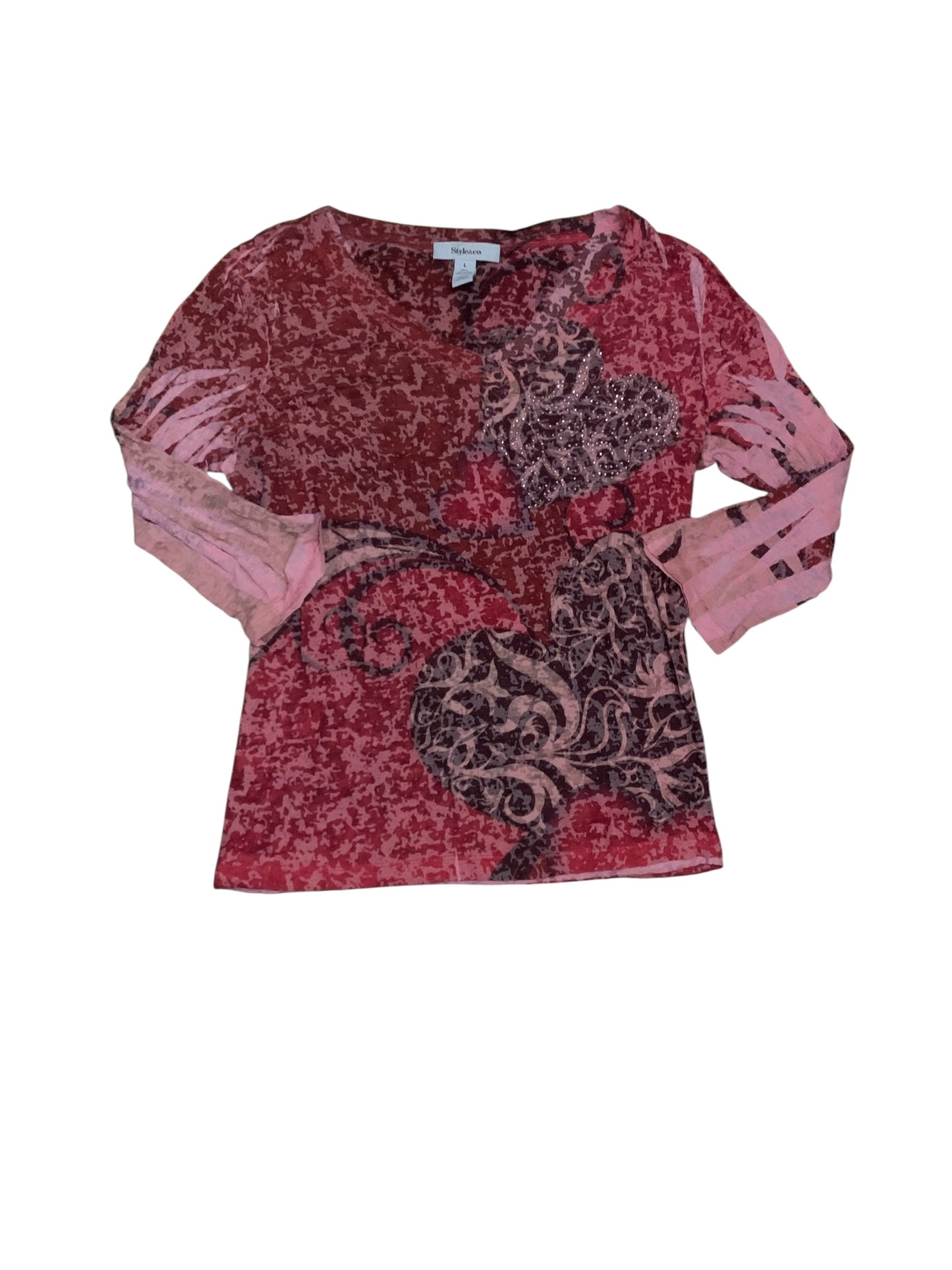 Style and Co Pink Quarter Sleeve