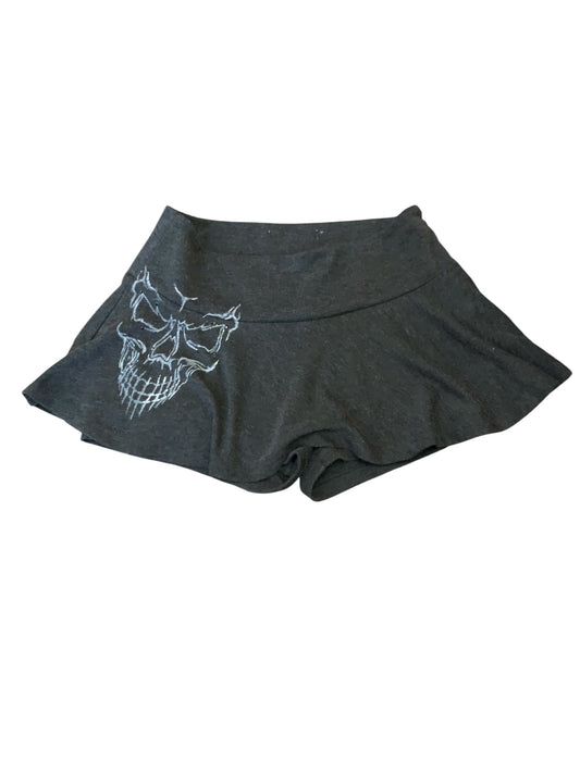 Hand Painted Fine Line Skull Mini Skirt /w Built in Shorts