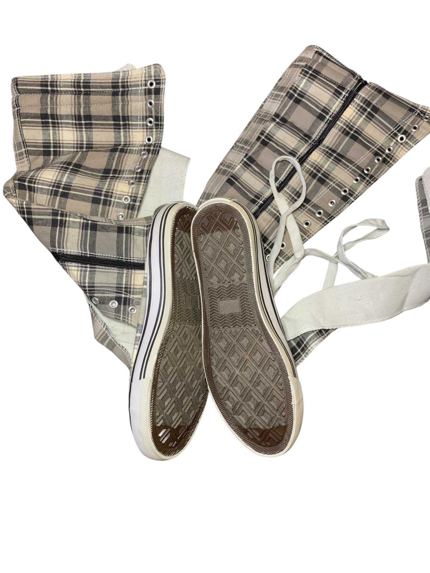 Plaid Knee High Shoes