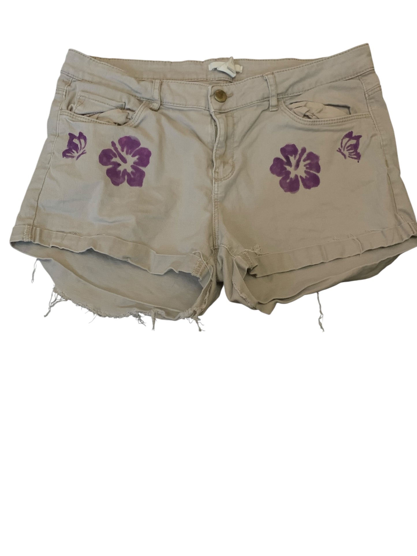 H & M Hand Painted Flower Butterfly Shorts