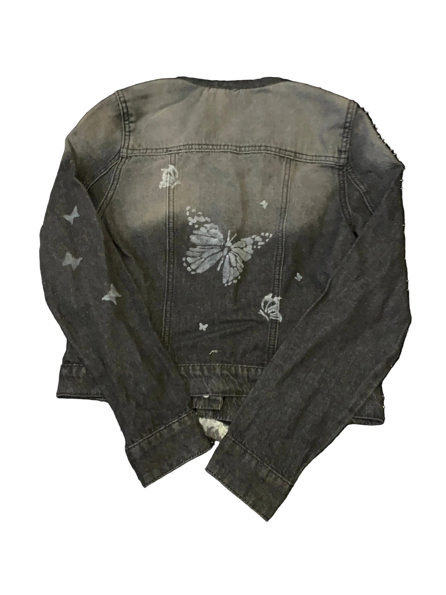 Caiti’s Made Hand Painted Butterfly Lei Jean Jacket