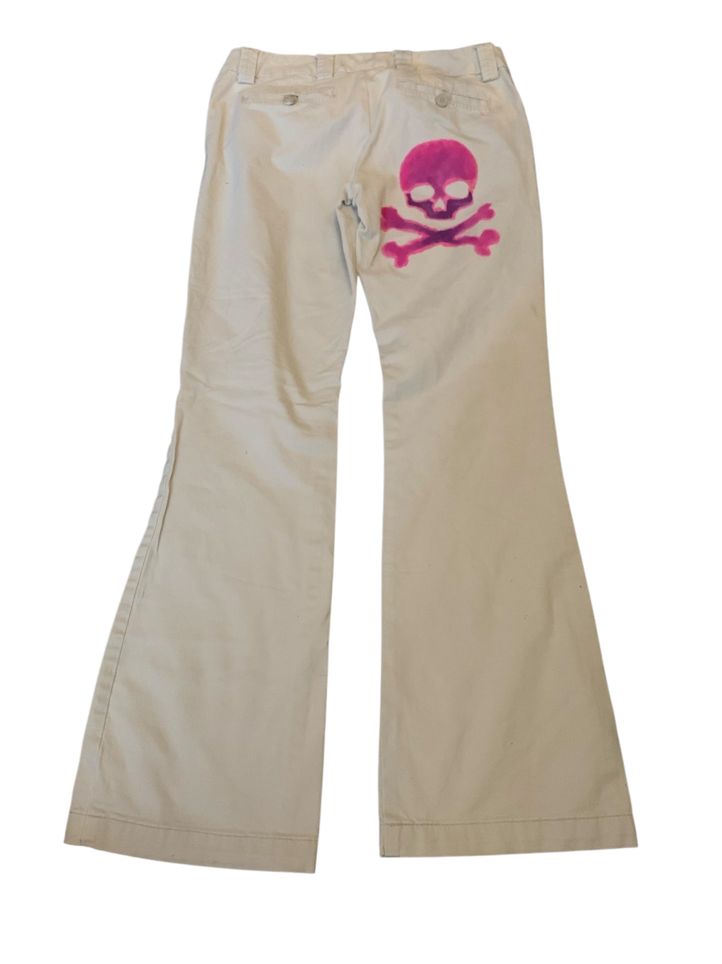 American Eagle Hand Painted Skull Flared Pants