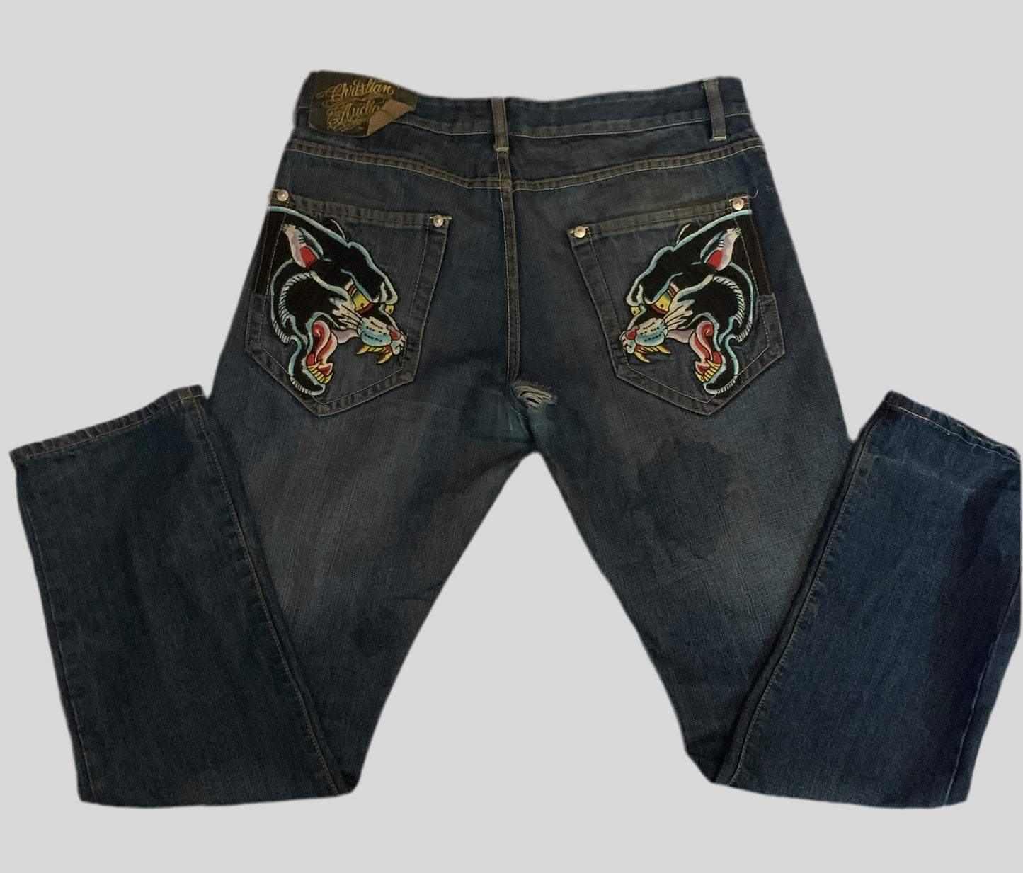 Christian Audigier Embroidered Jeans